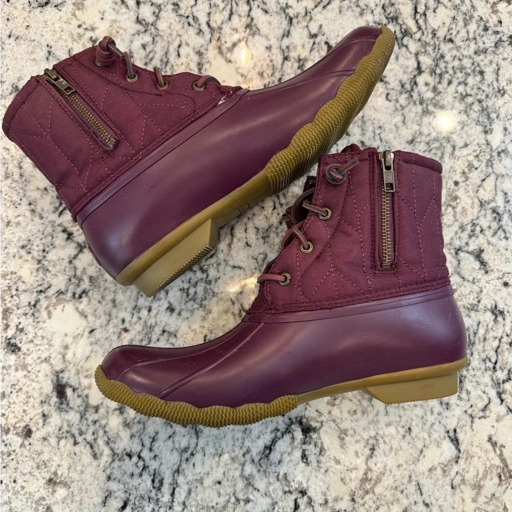 Sperry Waterproof Duck Boots Burgundy Size 10